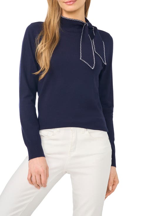 Scarf Tie Neck Sweater