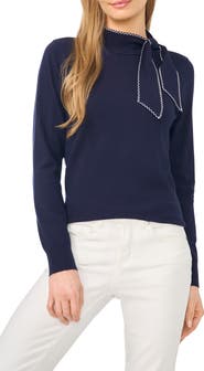 CeCe Scarf Tie Neck Sweater
