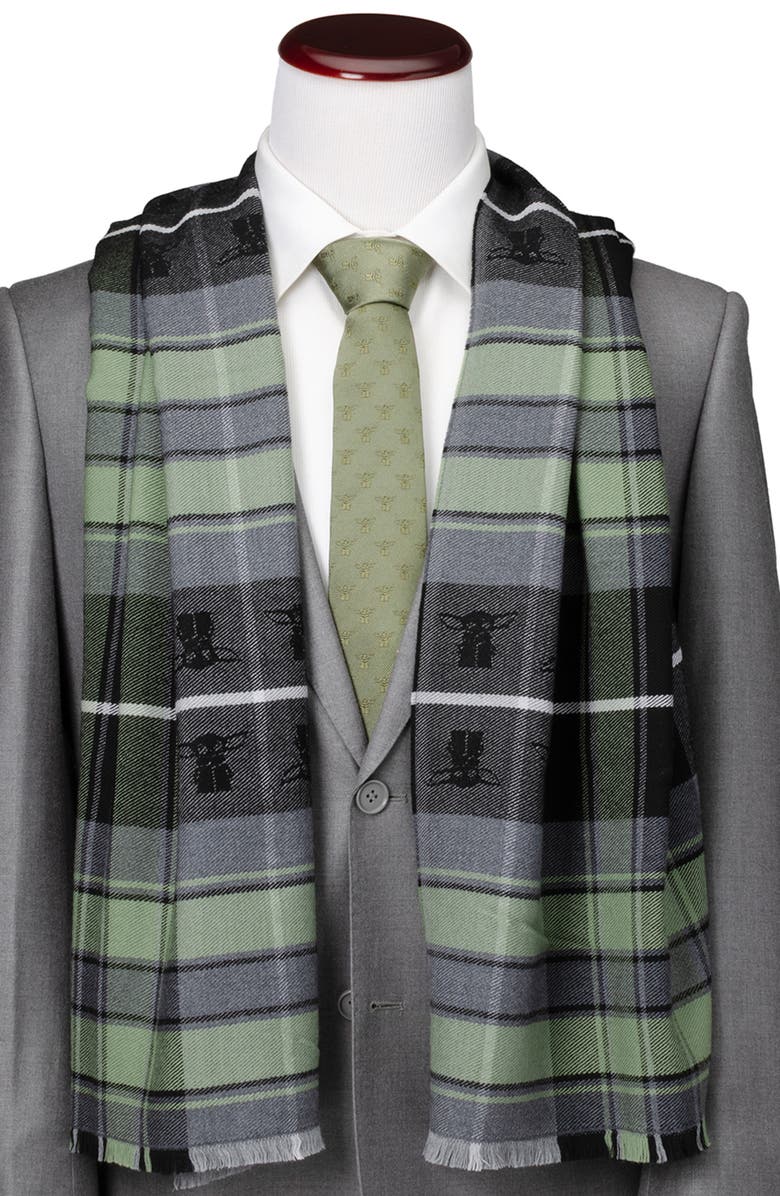 Cufflinks, Inc. Star Wars<sup>™</sup> - The Child Plaid Merino Wool Scarf, Alternate, color, Gray