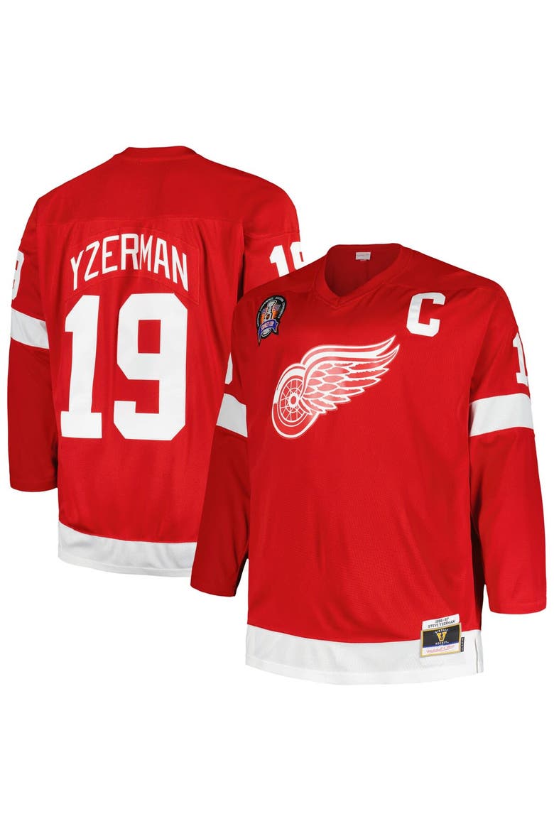 Men's Mitchell & Ness Steve Yzerman Red Detroit Red Wings Big & Tall Captain Patch Blue Line Player Jersey, Main, color, Red