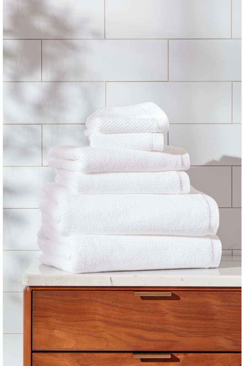 Cotton Rib 6-Piece Bath Towel Set, Alternate, color, WHITE