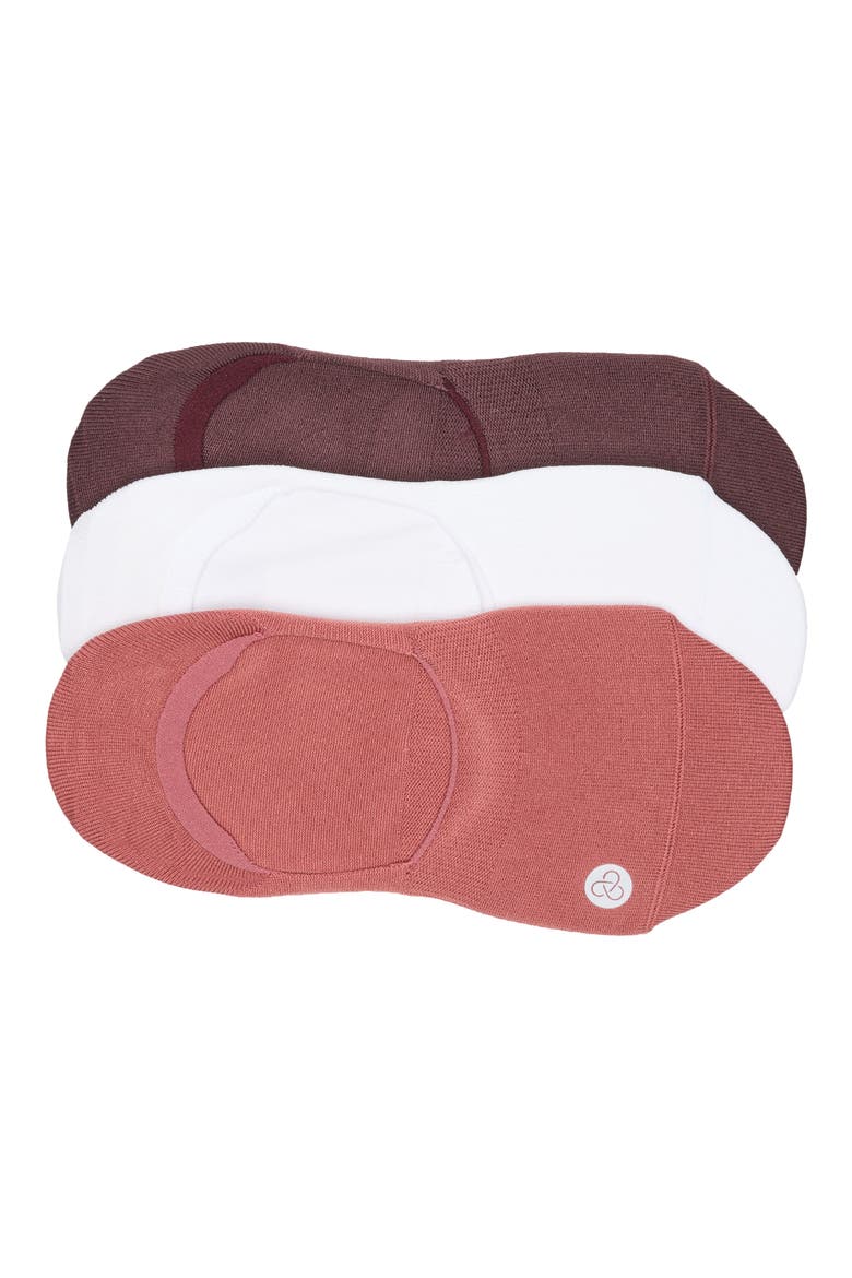 Assorted 3-Pack No-Show Sneaker Socks, Alternate, color, BURGUNDY FUDGE