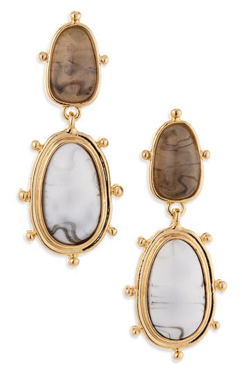 Cara Crystal Button Earrings In White