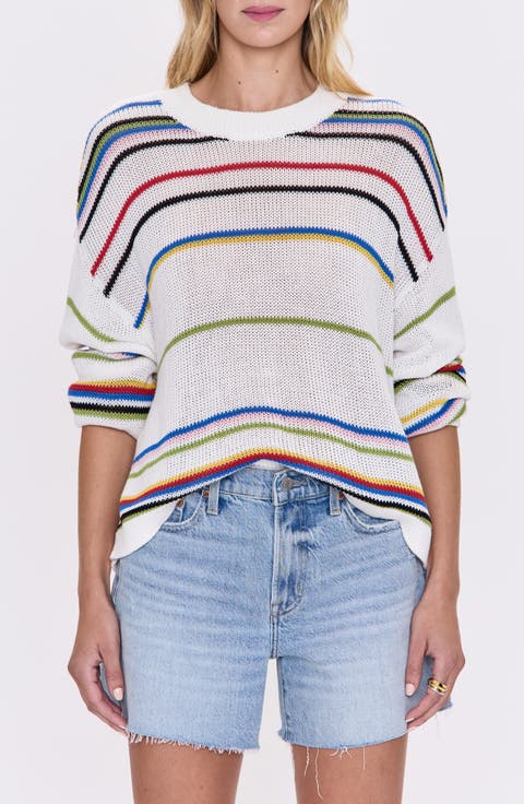 Eva Rib Knit Frayed Edge Cotton Sweater