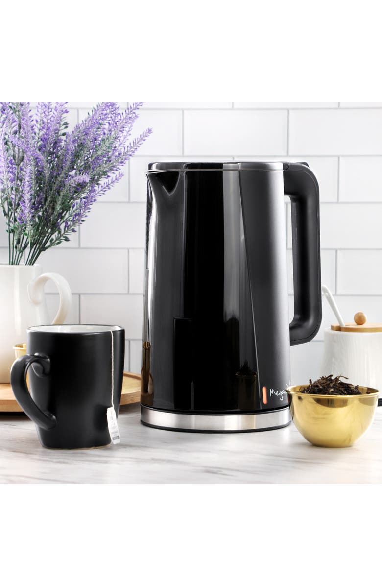 Megachef 1.8 Quart Stainless Steel Electric Tea Kettle in Black, Alternate, color, Black