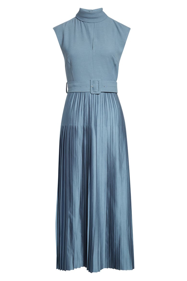 Ania Belted Pleated Maxi Dress, Alternate, color, BLUE