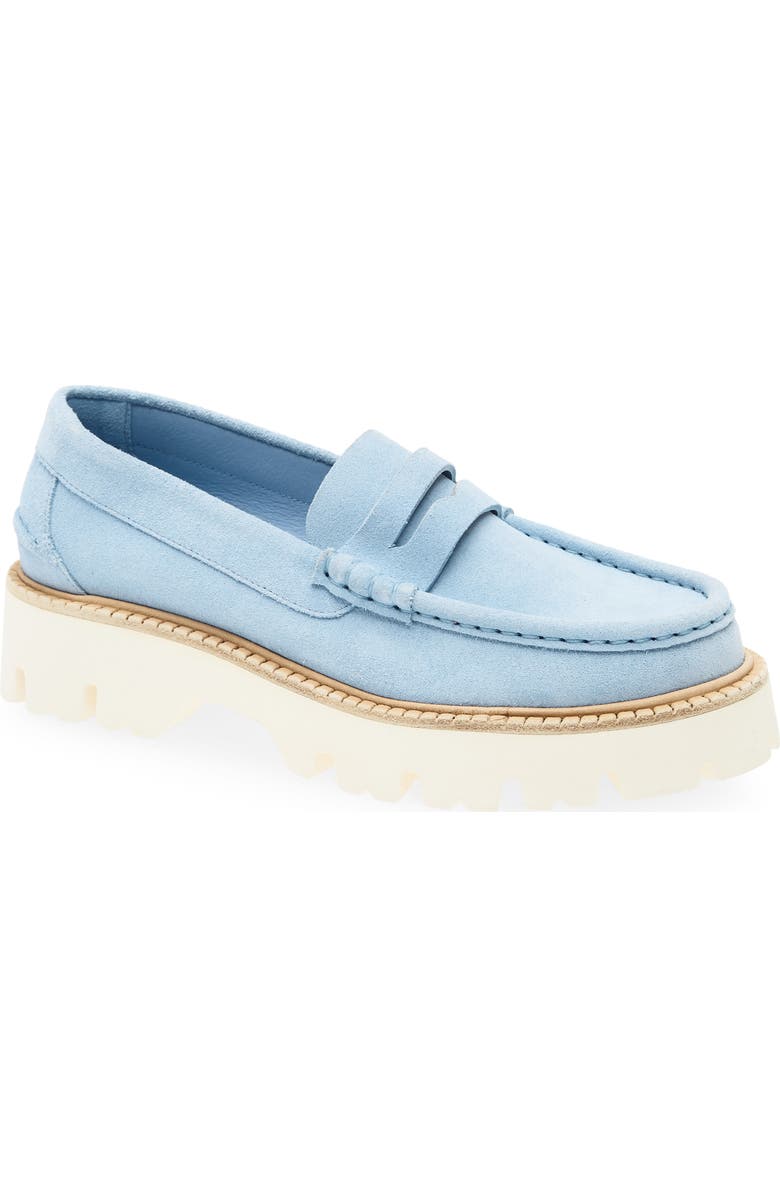 Pedro Garcia Sebas Lug Sole Penny Loafer, Main, color, Sky Castoro