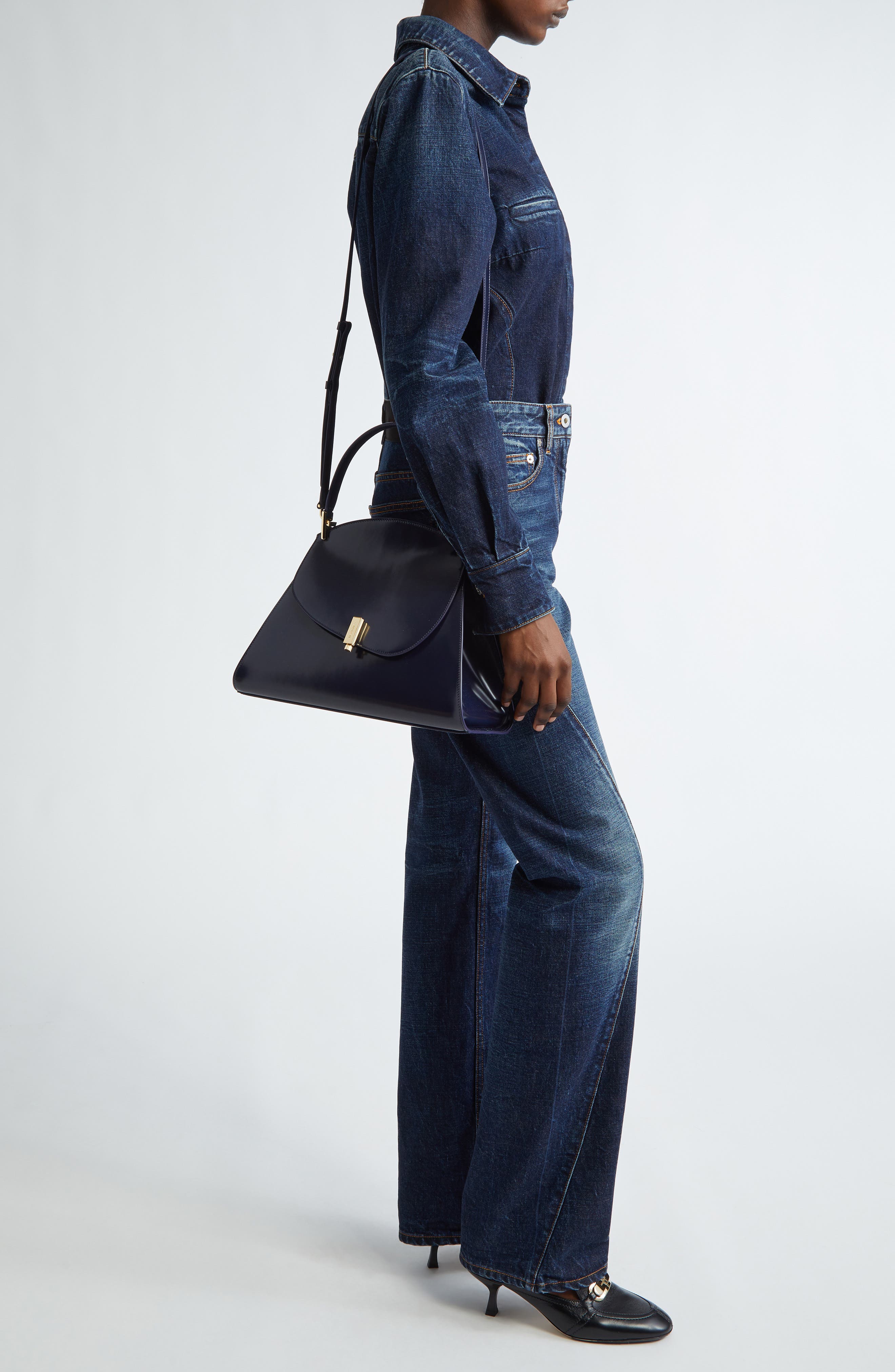 FERRAGAMO Medium Prisma Leather Top Handle Bag, Alternate, color, 