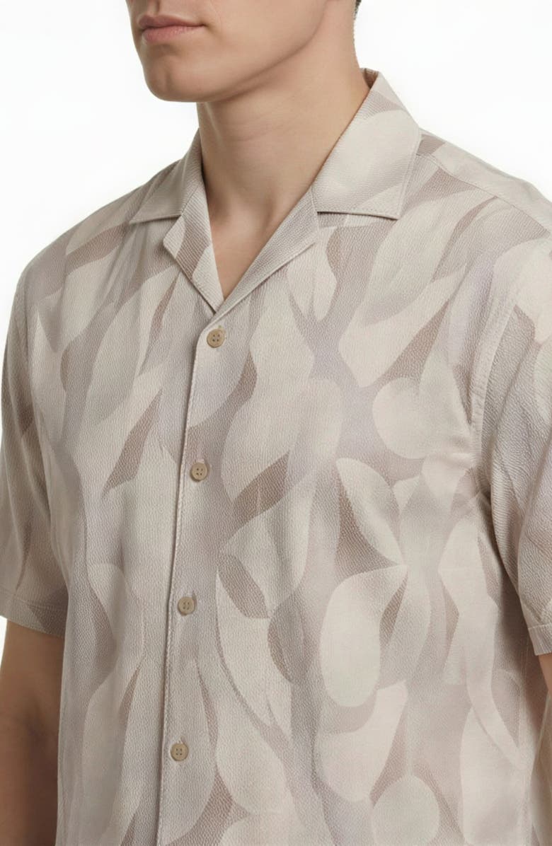 Report Collection Abstract Camo Print Seersucker Camp Shirt, Alternate, color, Ecru