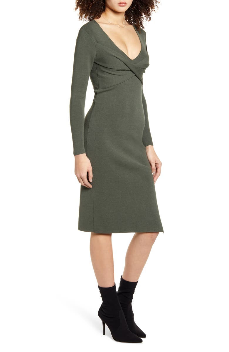 Leith Twist Front Long Sleeve Sweater Dress, Alternate, color, 