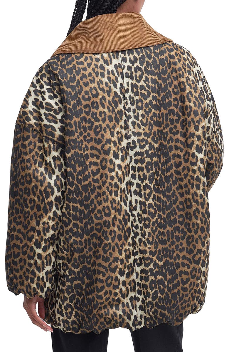 BARBOUR X GANNI Leopard Print Waxed Cotton Bomber Jacket, Alternate, color, 