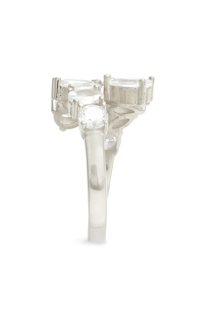 SHYMI Multicut Cubic Zirconia Bypass Ring, Alternate, color, Silver / White