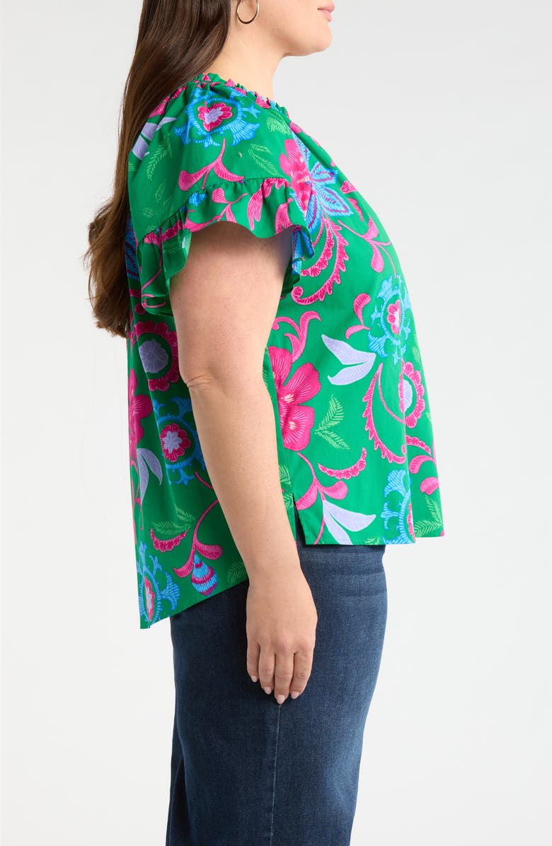 SUGARLIPS Cabina Floral Macy Ruffle Top, Alternate, color, Blue Pink Multi