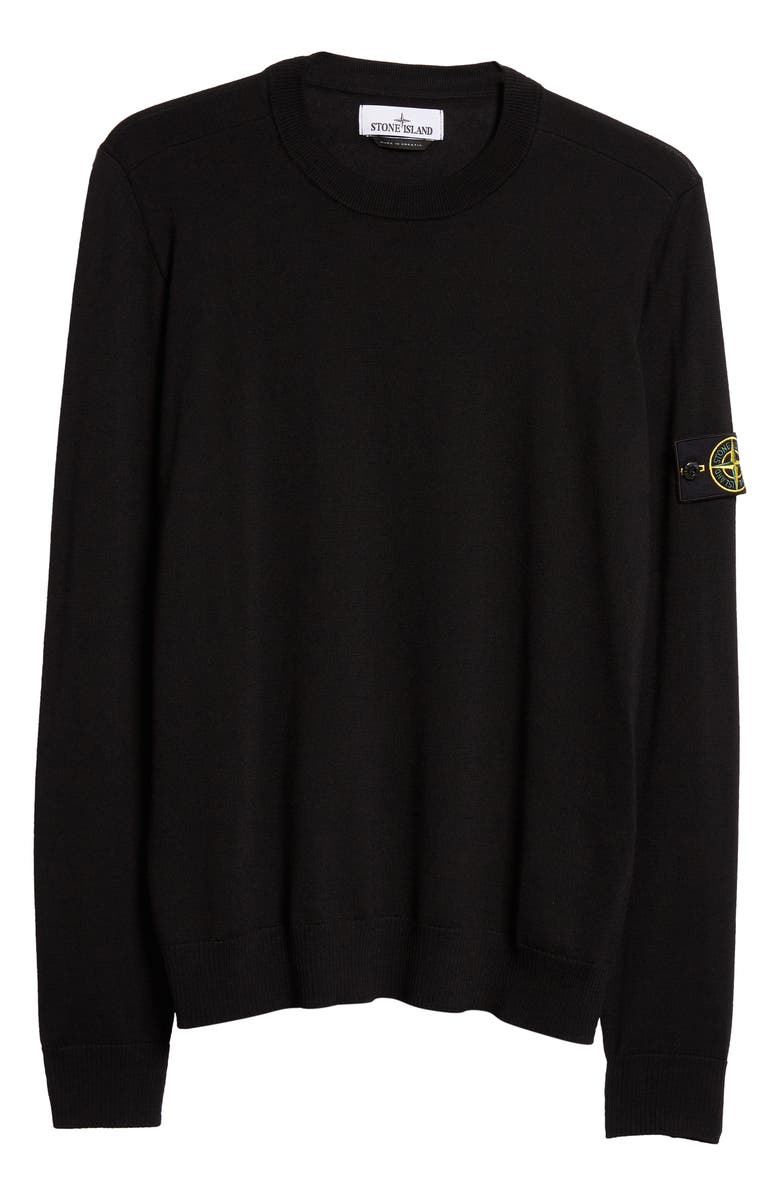 Stone Island Compass Logo Virgin Wool Sweater, Alternate, color, Black
