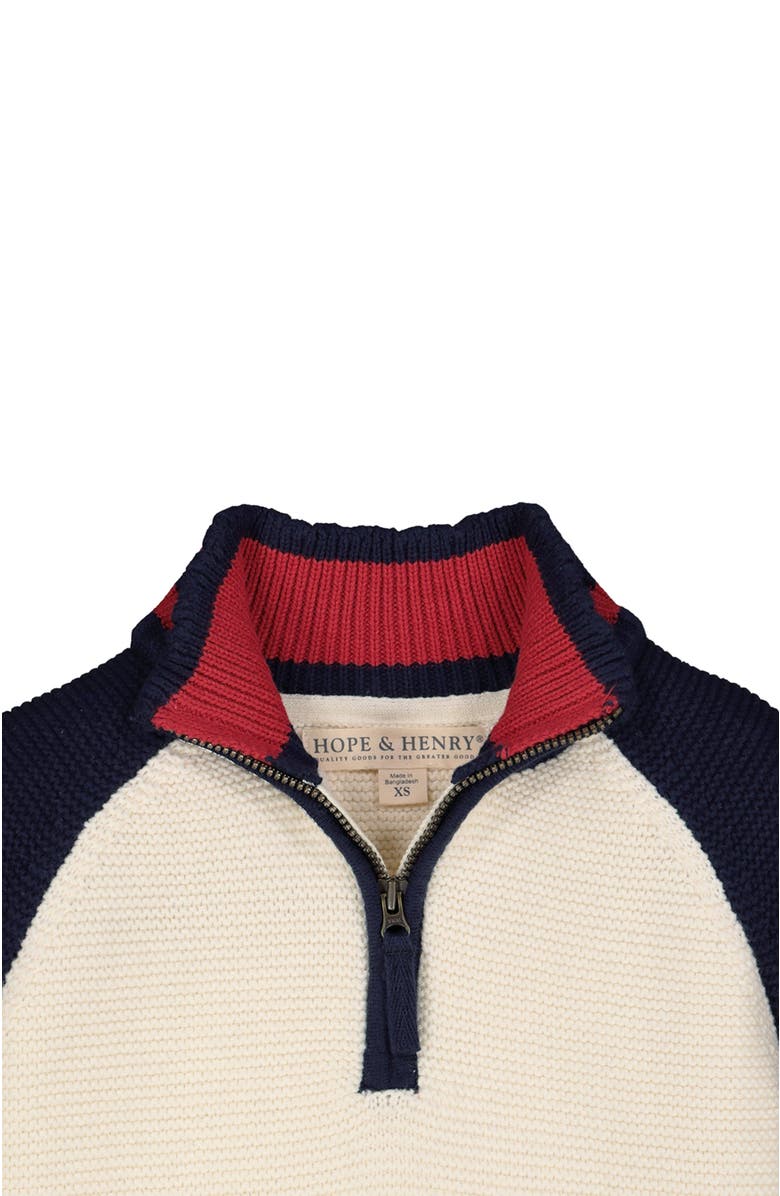 Hope & Henry Baby Boys' Half Zip Ski Sweater, Infant, Alternate, color, Ivory, Navy, Red Colorblock