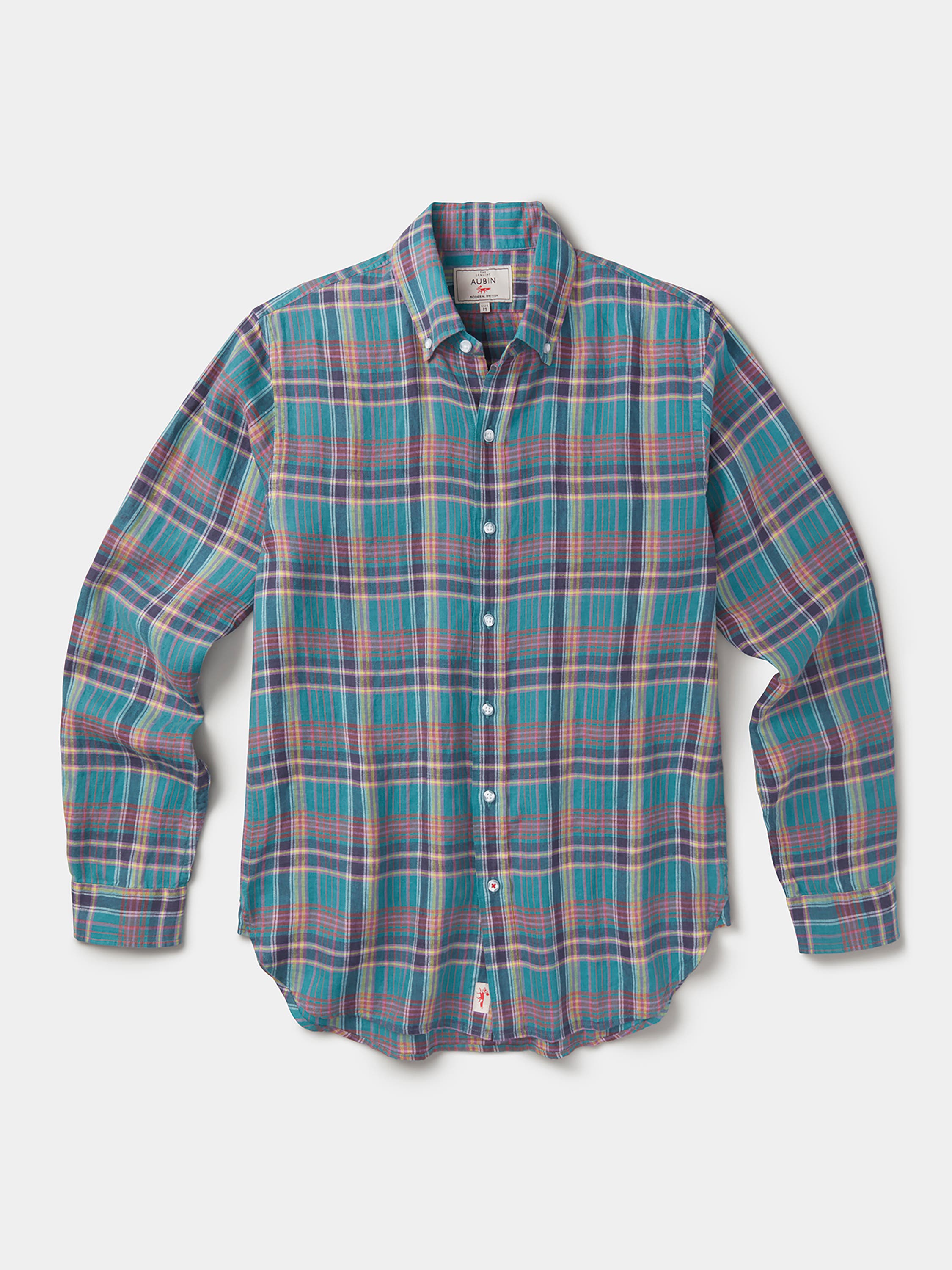 Croyland Madras Button-Down Linen Shirt - image 2