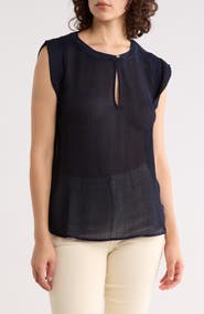 ELIE ELIE TAHARI Cap Sleeve Shirred Top
