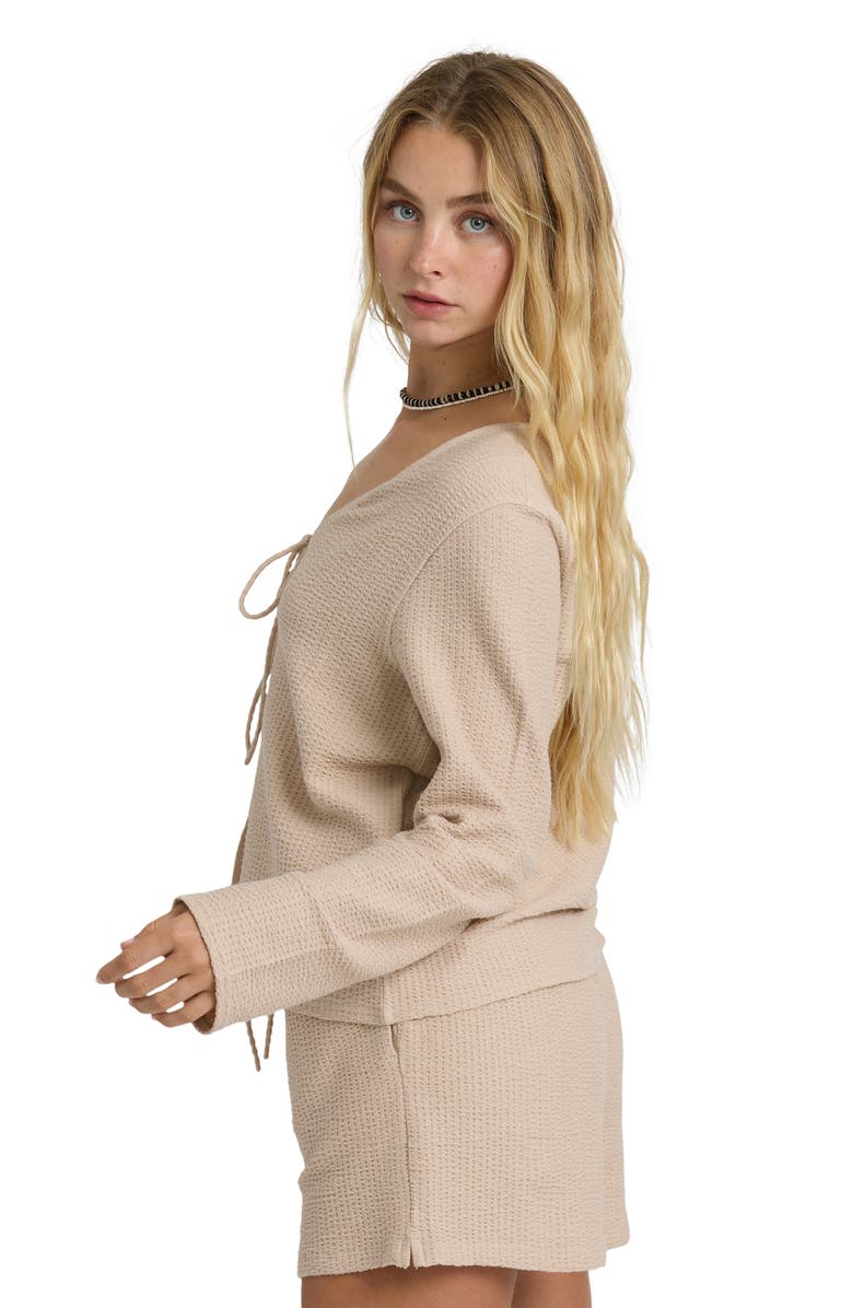 Billabong Maya Textured Tie Front Knit Top, Alternate, color, Oatmeal