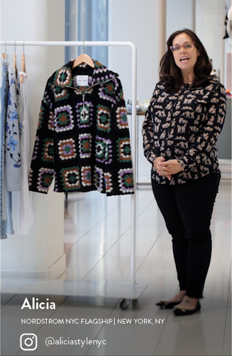 Tess Crochet Wool Blend Half-Zip Pullover, sales video thumbnail