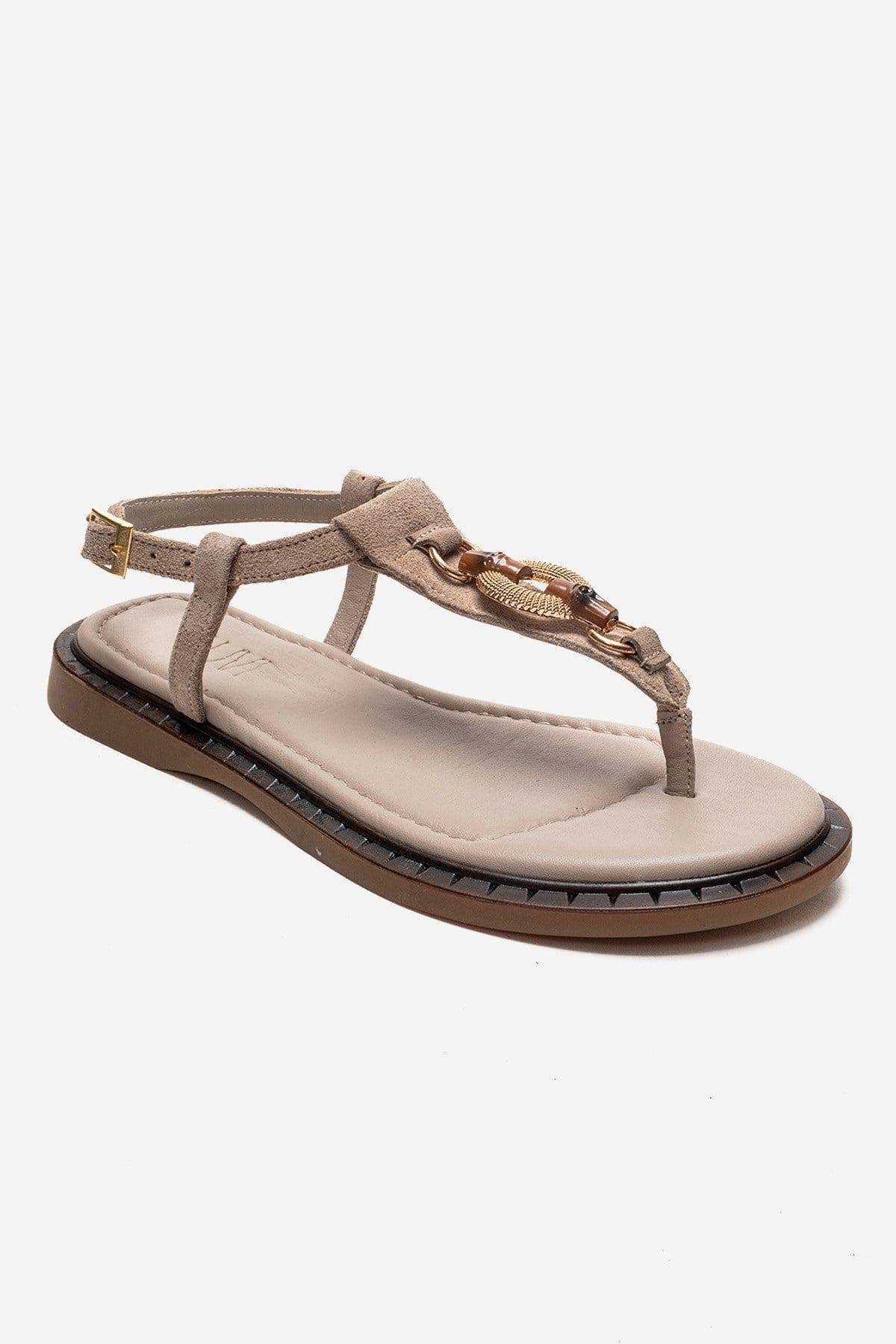 Tiana Leather Buckled Sandal, Alternate, color, Mink Suede