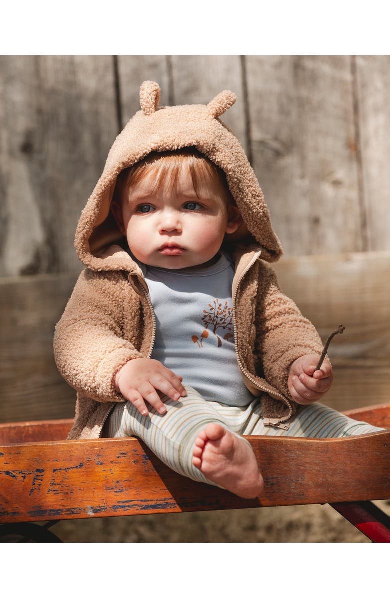 Deux par Deux Bear Hooded Zip Jacket, Main, color, Brown