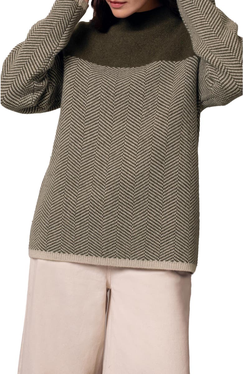 Celtic & Co. Felted Funnel Neck Sweater, Alternate, color, Moss Chevron