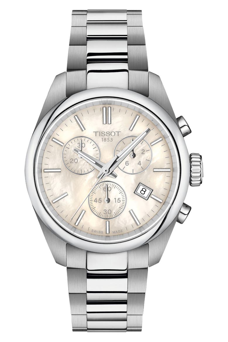 PR 100 Chronograph Bracelet Watch, 36mm, Main, color, WHITE MOTHER OF PEARL