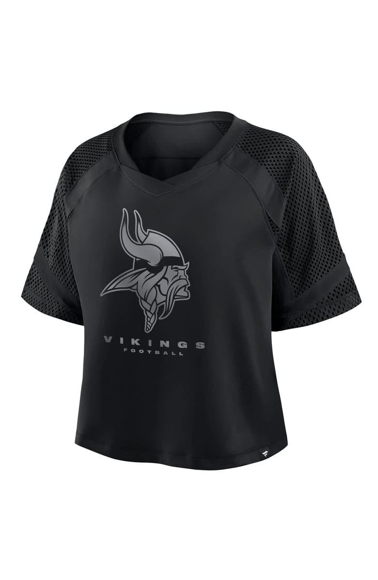 FANATICS Women's Fanatics Minnesota Vikings Oversized Raglan V-Neck Blackout Fashion Jersey, Alternate, color, Black