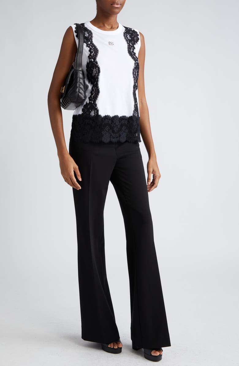 Dolce&Gabbana Lace Detail Sleeveless T-Shirt, Alternate, color, 