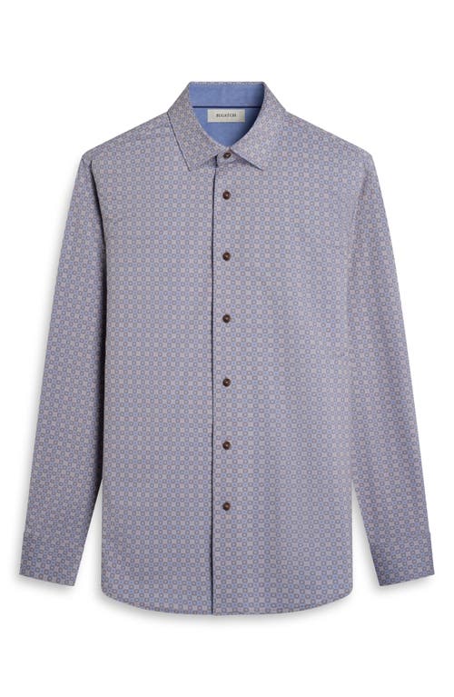 Bugatchi Jimmy Ooohcotton® Geo Print Button-up Shirt In Gray
