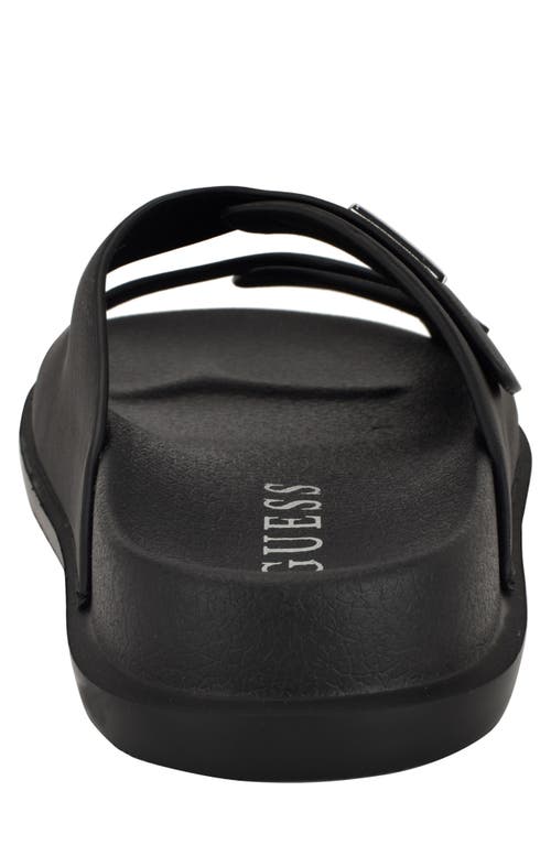 Guess Visel Double Strap Slide Sandal In Blk01 - Black Saffiano Texture