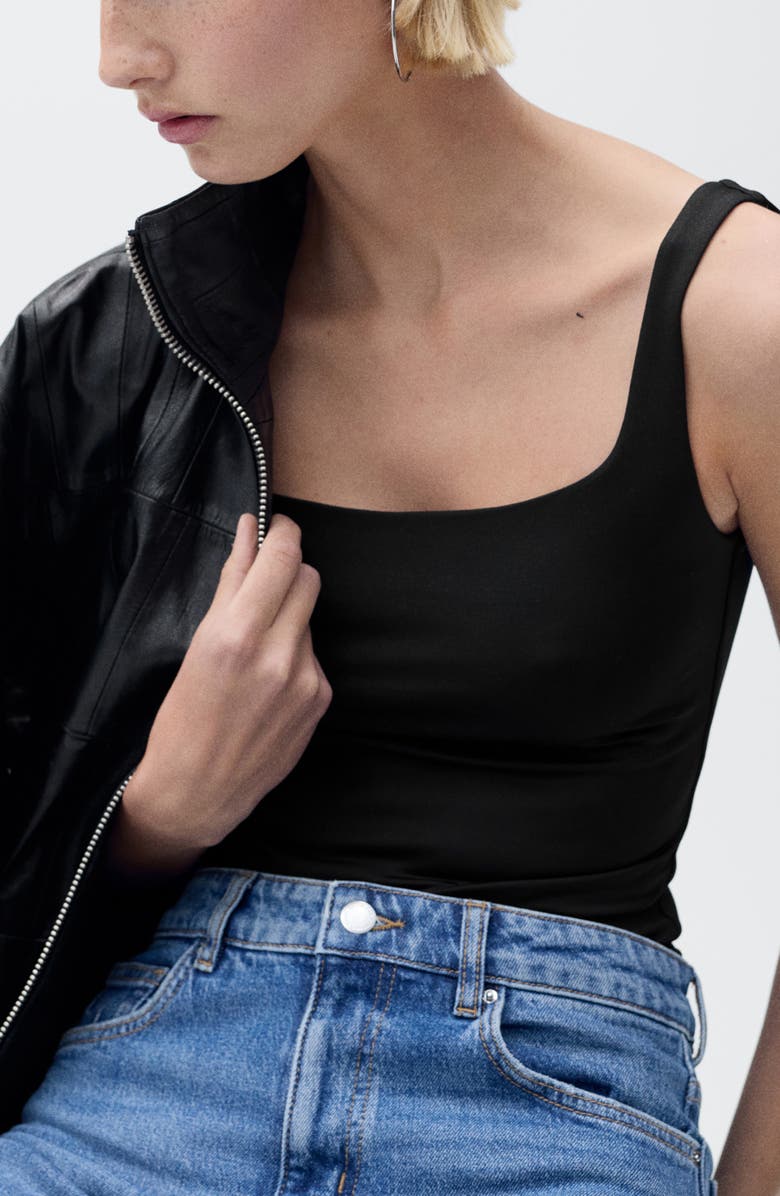 MANGO Fitted Tank Bodysuit, Alternate, color,