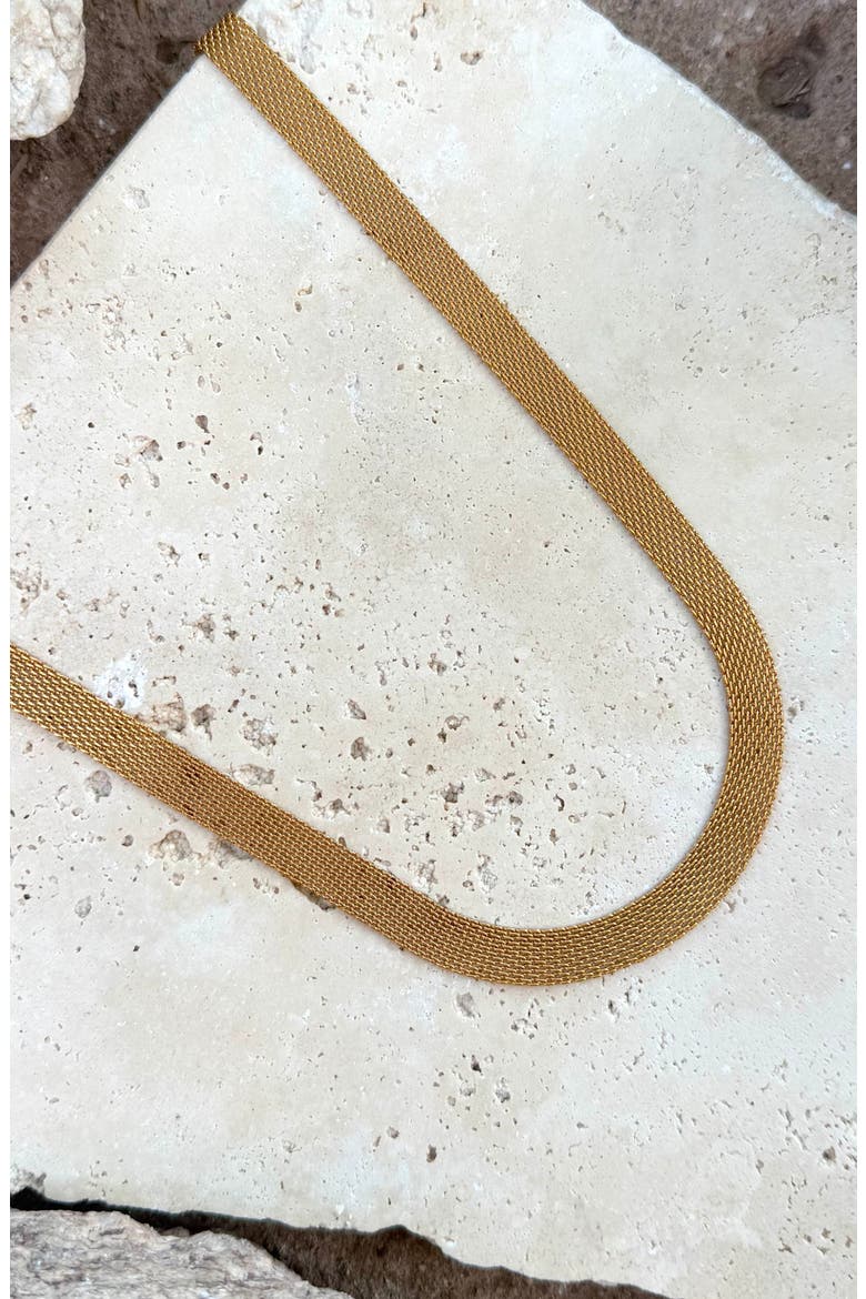 18K Gold Plated Mesh Chain Necklace, Alternate, color, GOLD