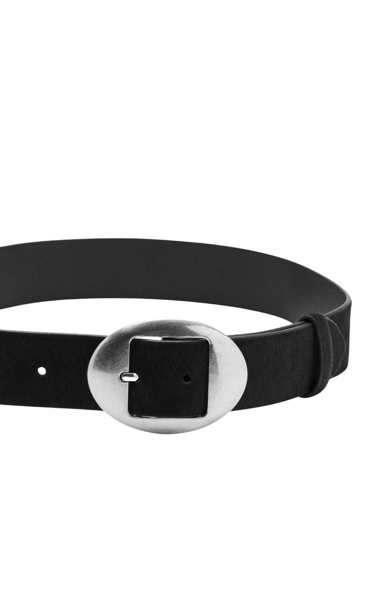 MANGO Oval Buckle Calf Hair Belt, Alternate, color, 