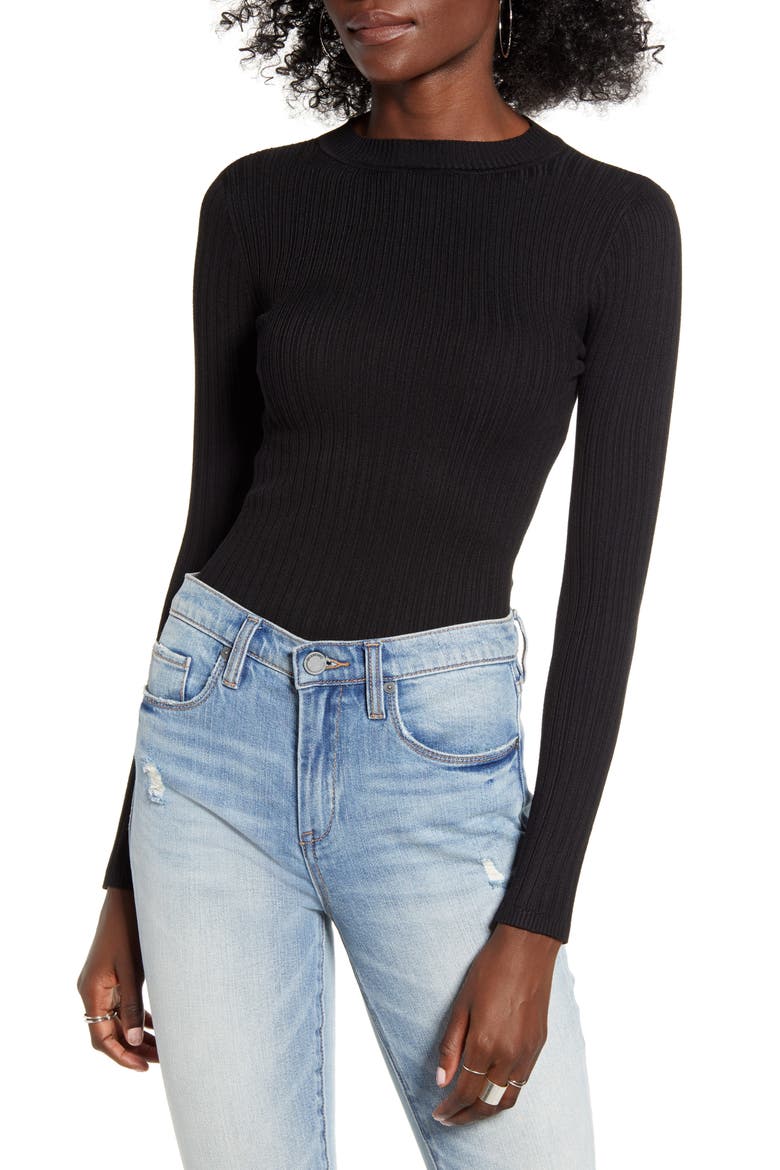 Skivvy Ribbed Sweater, Main, color, BLACK