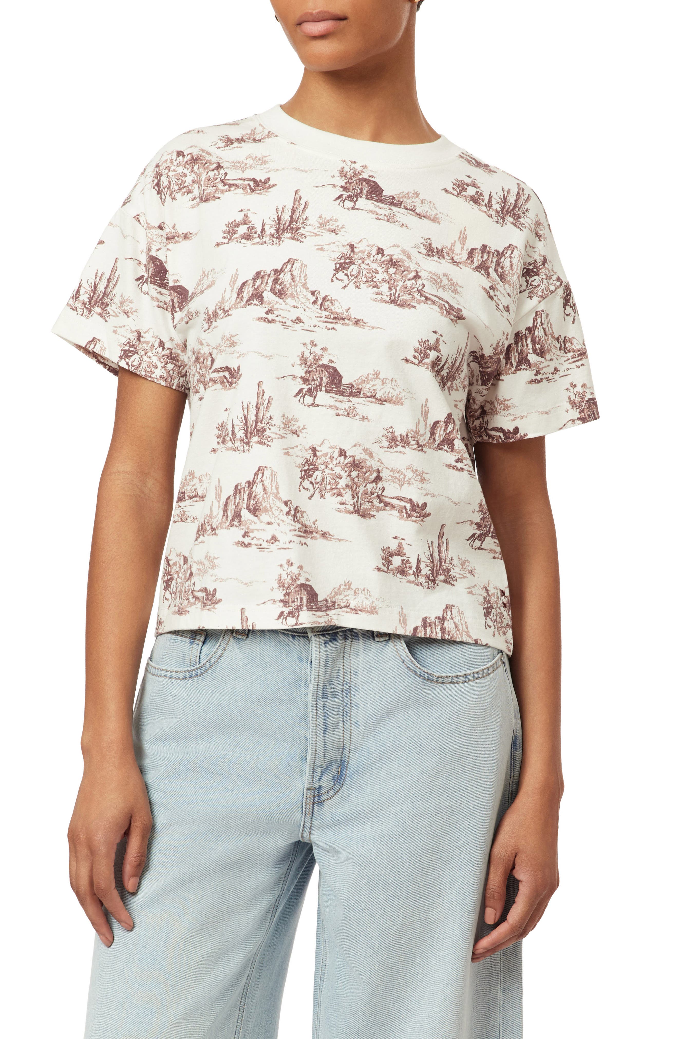 Scotch & Soda Dyed Boxy Crop Graphic T-Shirt