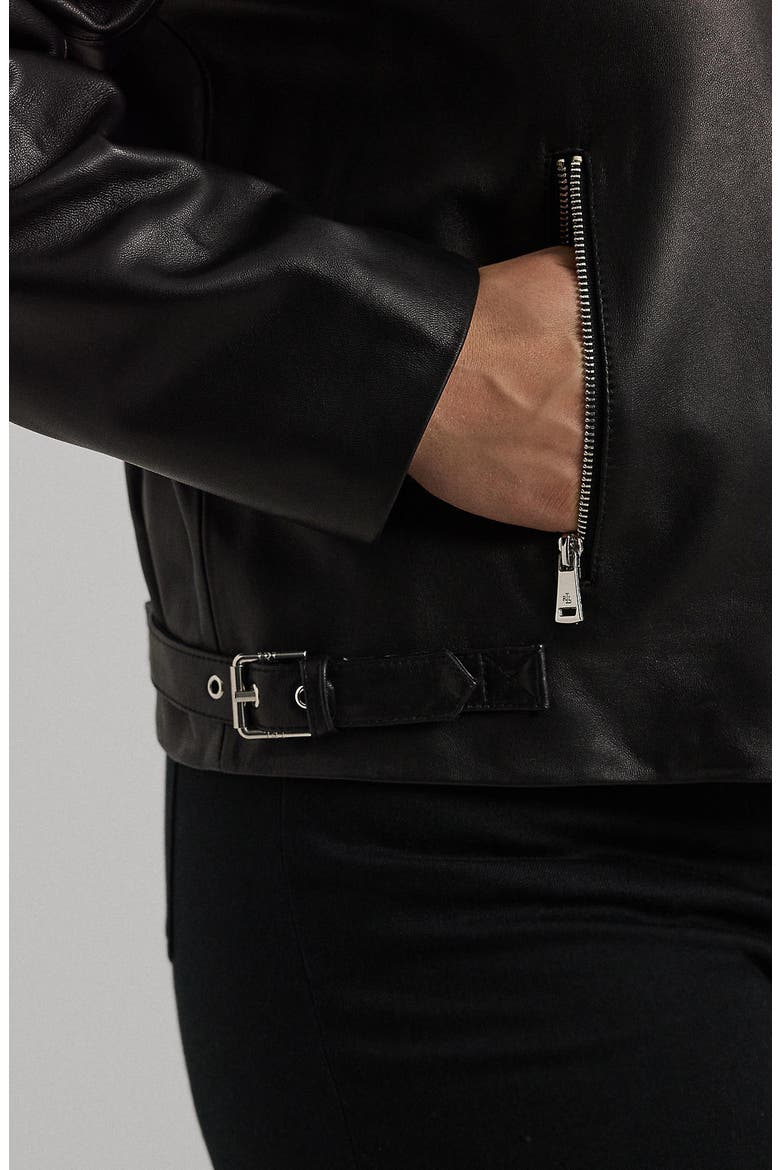 Lambskin Leather Jacket, Alternate, color, BLACK