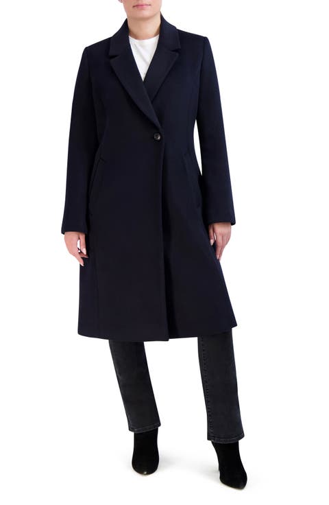 Asymmetric Slick Wool Blend Coat