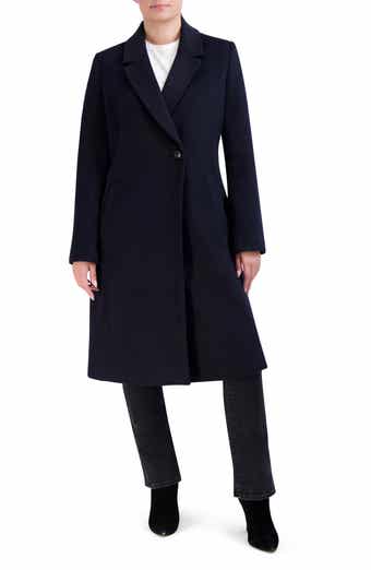Cole Haan Signature Asymmetric Slick Wool Blend Coat