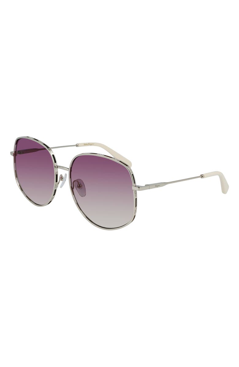 FERRAGAMO 61mm Gancini Oversize Sunglasses, Alternate, color, 