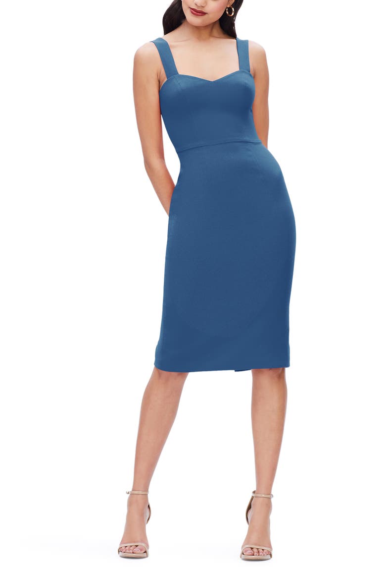 Nicole Sweetheart Neck Cocktail Dress, Main, color, PEACOCK BLUE