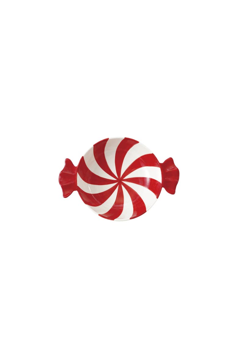 Peppermint Swirl Dolomite Candy Bowl, Main, color, Red and White