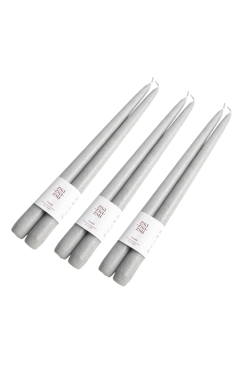Zsa Zsa Zsu Deurne 6 Pcs Candlestick 12 In, Main, color, Grey