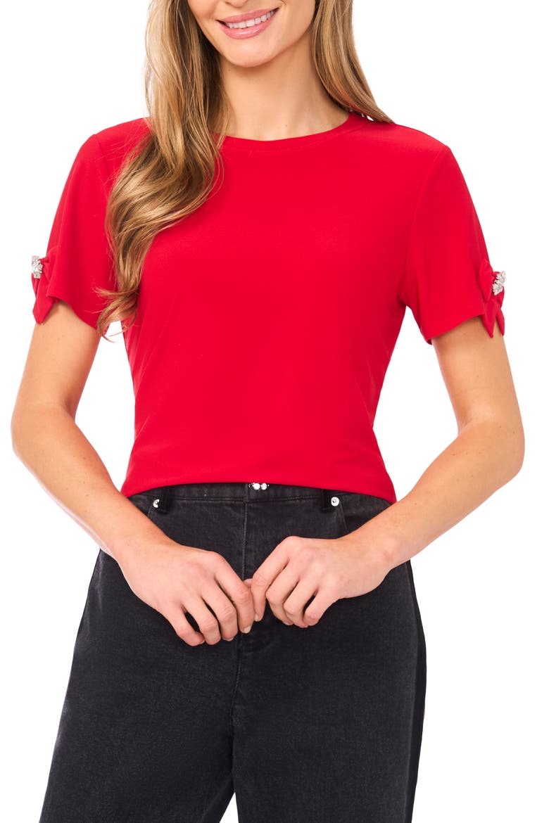 Bow Sleeve T-Shirt, Main, color, STOPLIGHT RED