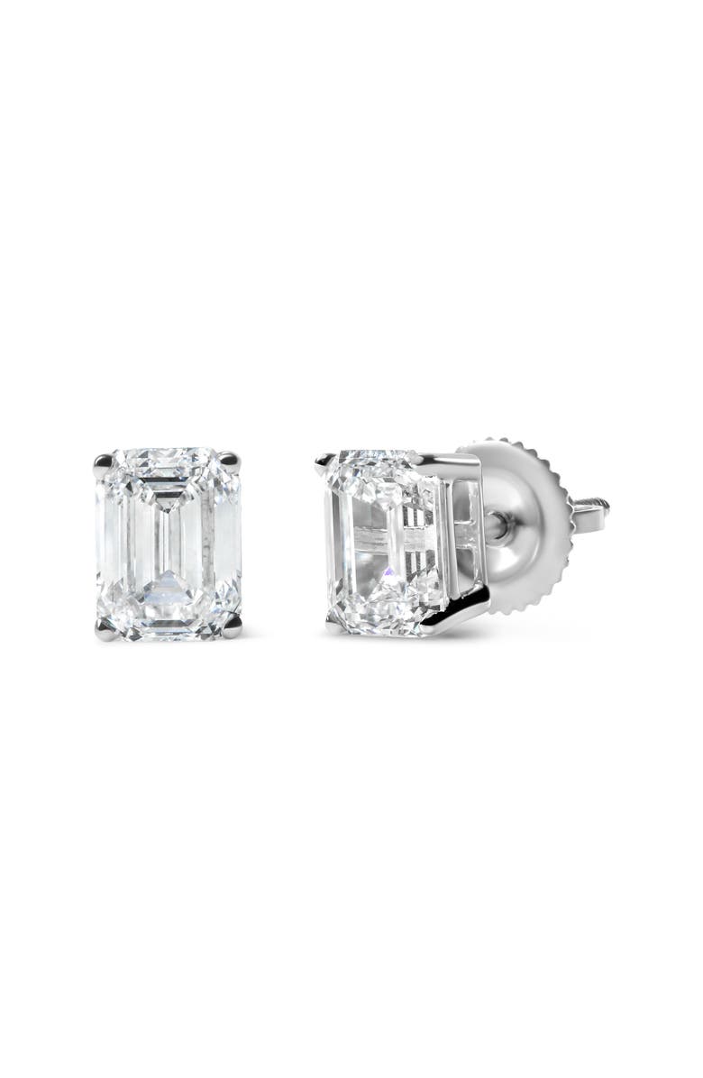 Haus of Brilliance 14K White Gold 2.0 Ct Emerald Lab Grown Diamond Solitaire Stud Earrings, Alternate, color, White