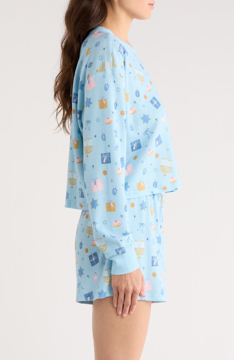 PJ Salvage Waffle Knit Short Pajamas, Alternate, color, Light Blue