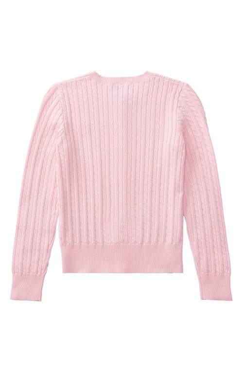Polo Ralph Lauren Little Girls Cable-knit Cotton Cardigan In Hint Of Pink