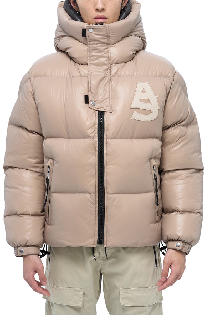 AlphaStyle Kudu Hooded Puffer Down Jacket, Alternate, color, Khaki
