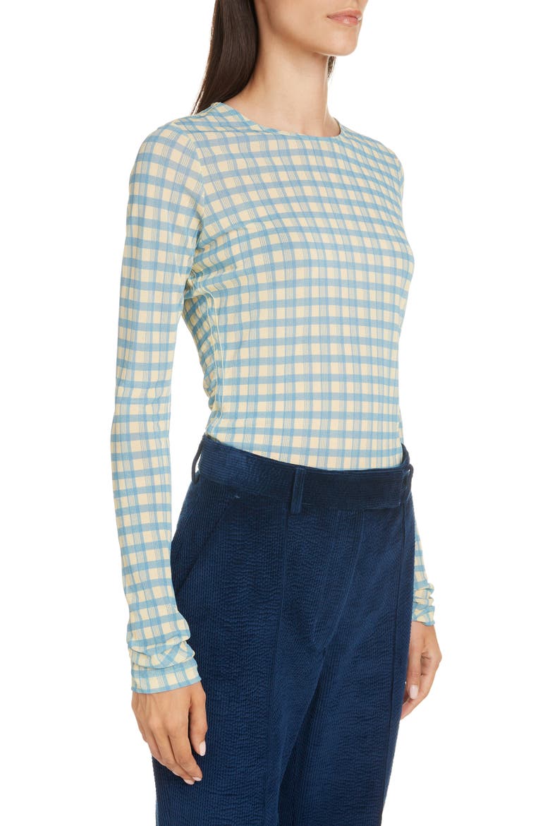 Estah Check Print Long Sleeve T-Shirt, Alternate, color, BLUE