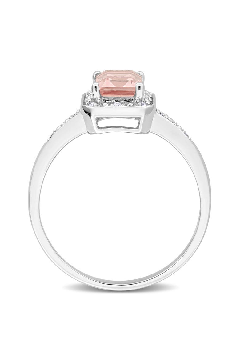 Emerald Cut Morganite & Diamond Halo Ring, Alternate, color, PINK